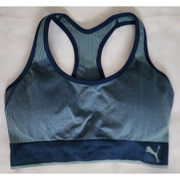 Puma Women's Blue Combo Seamless Medium Support Sports Bra Size Large - Picture 9 of 11